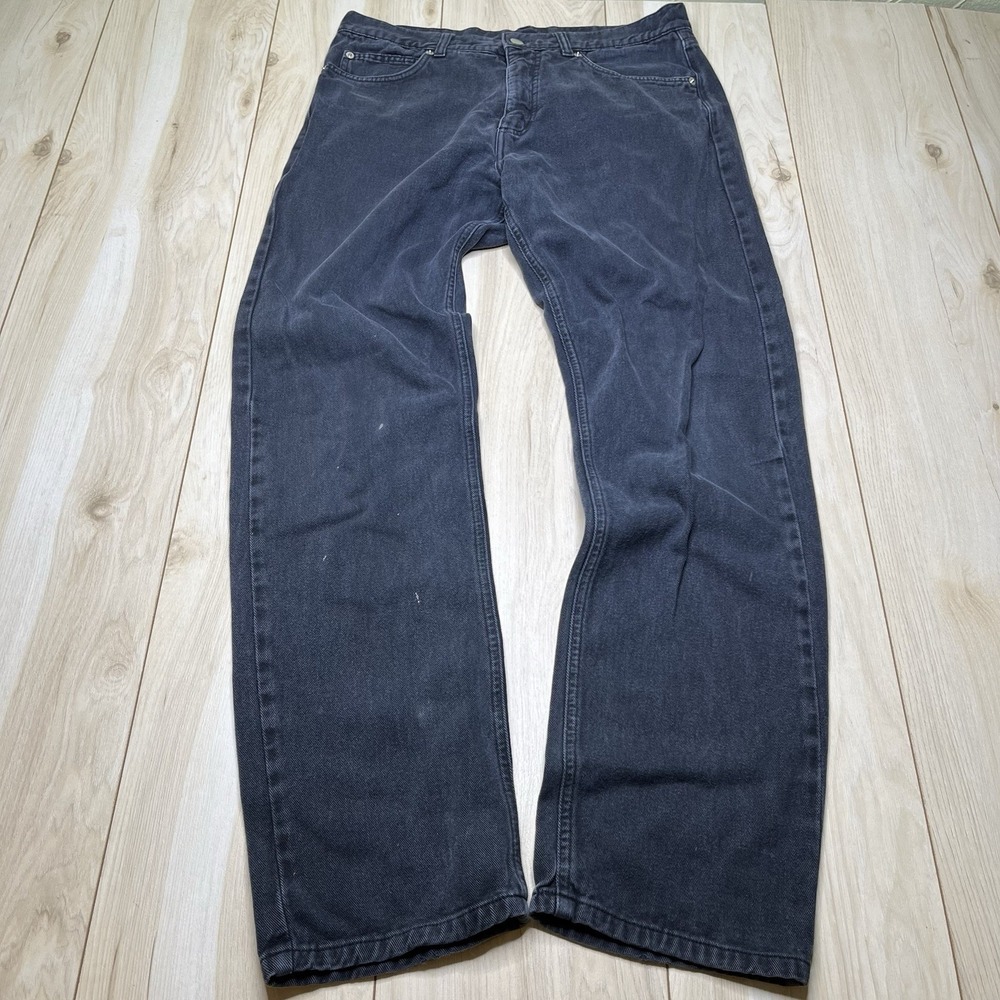 CO-OP Men's 100% Cotton Straight Leg Jeans Stone Wash Black Size 34x32